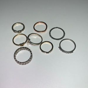 Set of rings. Silver, gold, rose gold. Different sizes